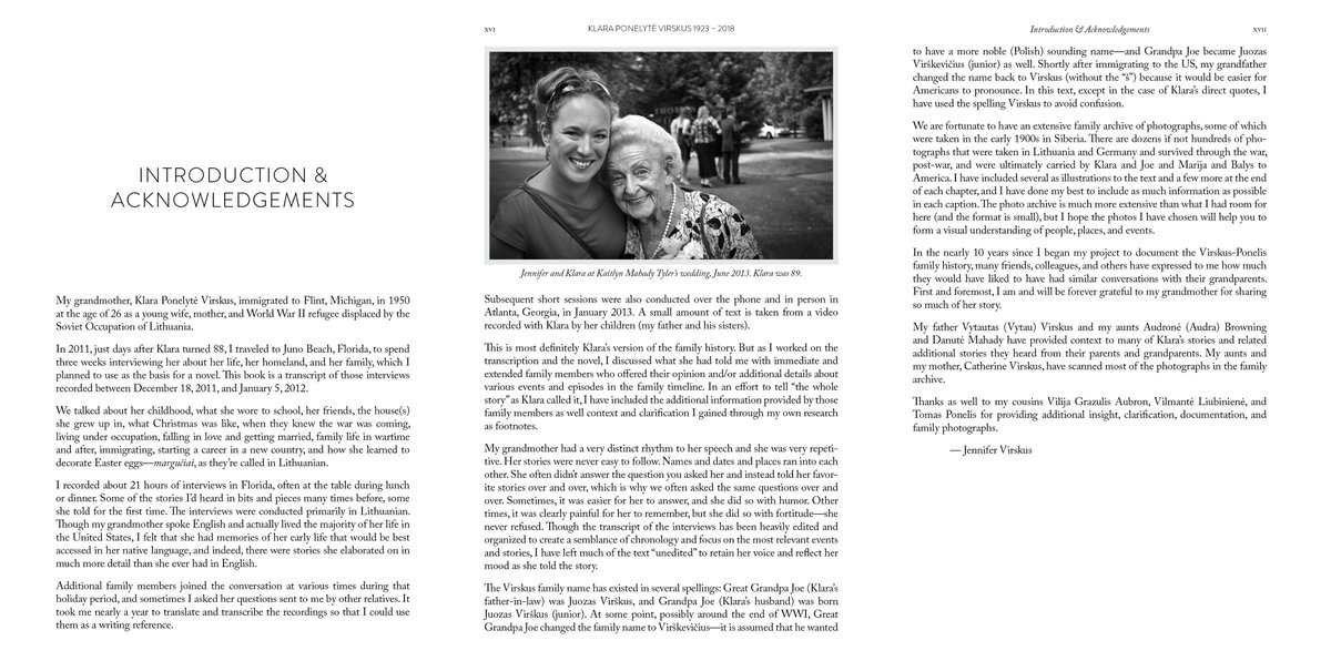 JennVirskus's tweet photo. Today would have been my @Grandma_Klara's 97th birthday. Christmas 2011, I spent 3 weeks with her recording her stories for a novel inspired by her life. A collection of the interviews was published by Temerity Press. Here's a preview... Su meile, Senalė 💛💚❤️ https://t.co/Jikb2Fo2zX