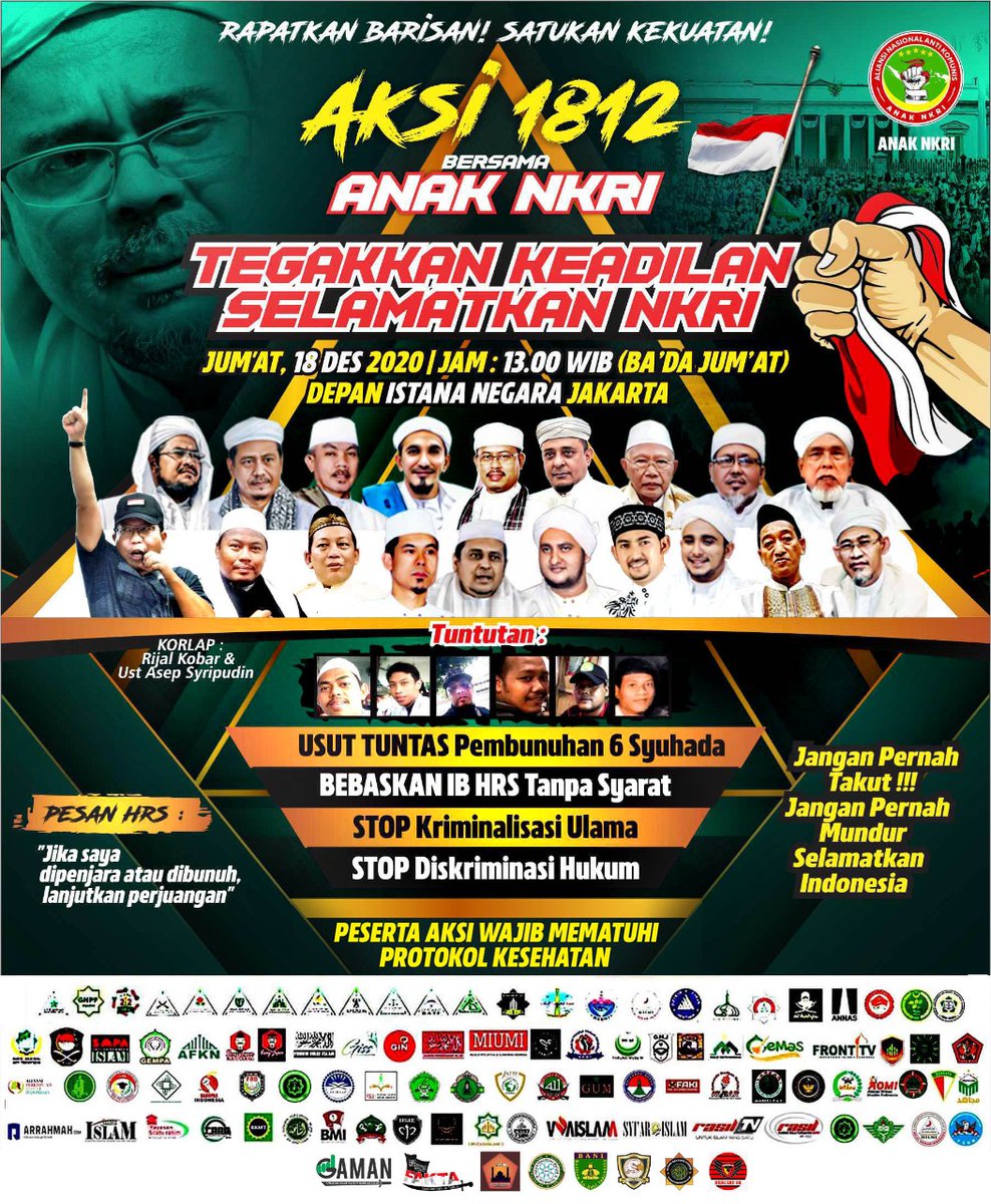 RAPATKAN BARISAN SATUKAN KEKUATAN .
18.12 TEGAKKAN KEADILAN SELAMATKAN NKRI.