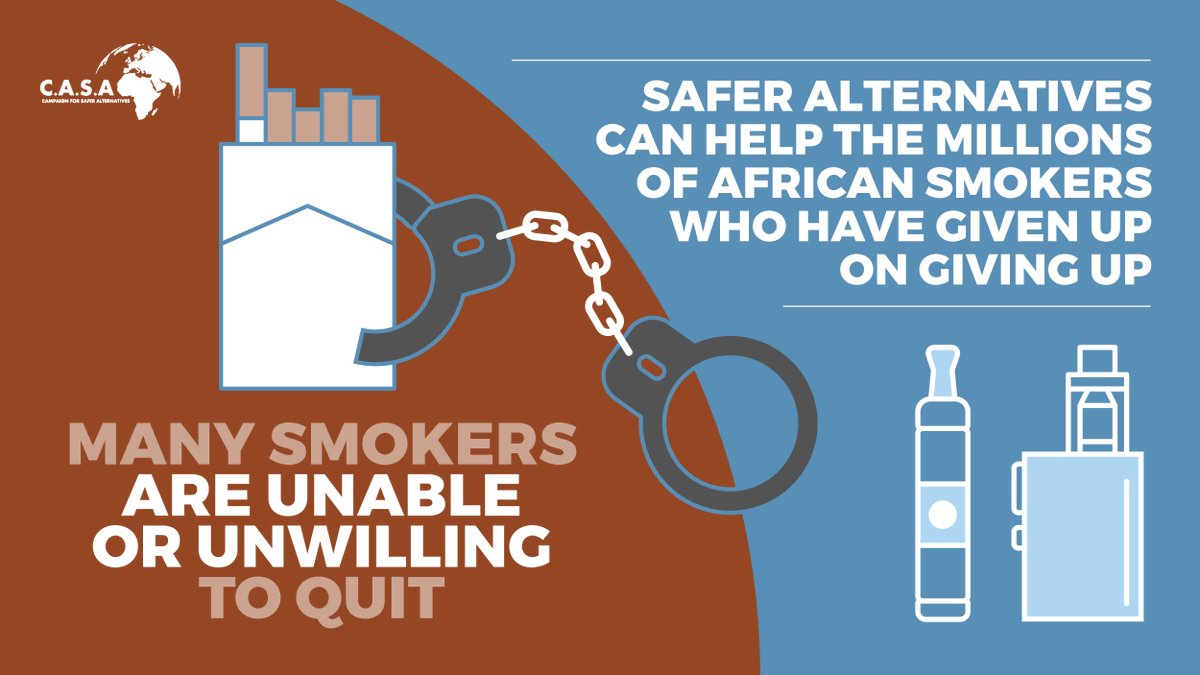 GoingSmokefree's tweet photo. The demand for conventional cigarettes has fallen as a result of smokers switching to less harmful nicotine products, such as snus, nicotine pouches, heating products and electronic cigarettes.Policymakers' lack of information hinders a reduction in smoking prevalence in Africa https://t.co/AqdPY6ngwP