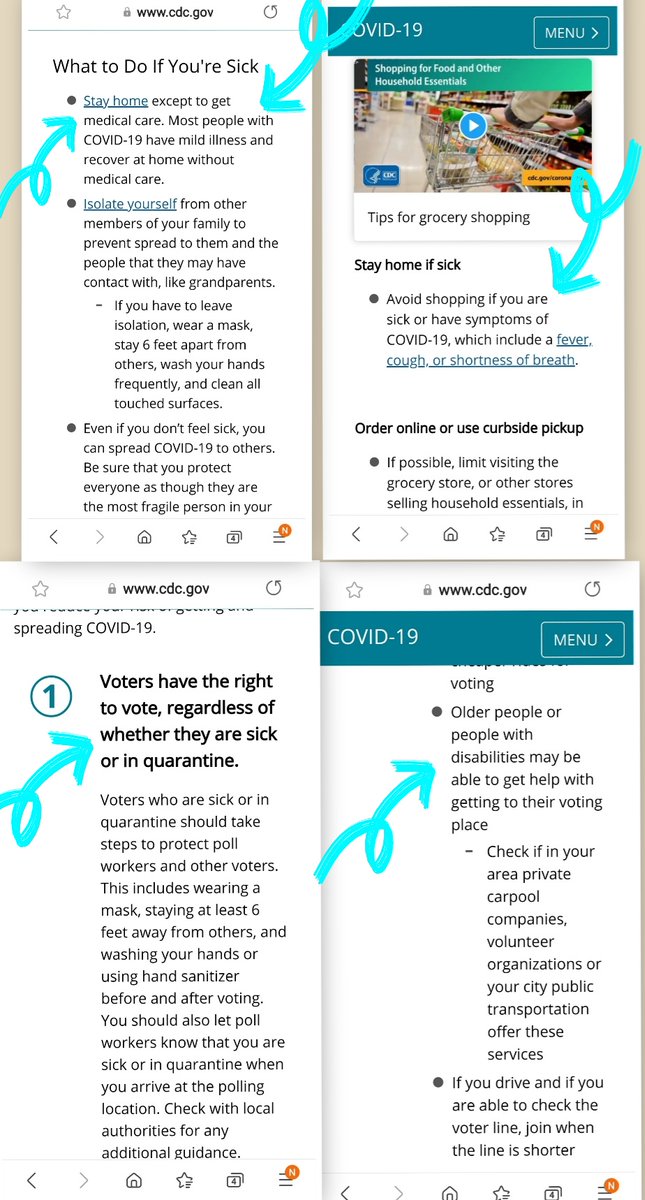 CrabtreeLeah's tweet photo. @VinGuptaMD The CDC says if you feel sick, stay home &amp; isolate from your family. The elderly are at higher risk &amp; you shouldn't be out to even get groceries. But voting, now that's different. You go on out there sick or in quarantine (mask up tho). It's your right!! 😂 #SheepToSlaughter https://t.co/PIUPO0FWpv