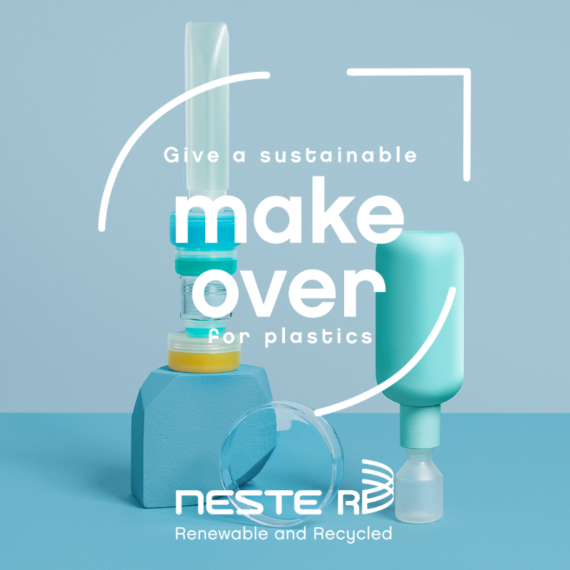 NesteGlobal's tweet photo. Rethink your packaging and formula. Neste RE enables us to cut virgin fossil raw materials out of the mix of plastics and chemicals production.