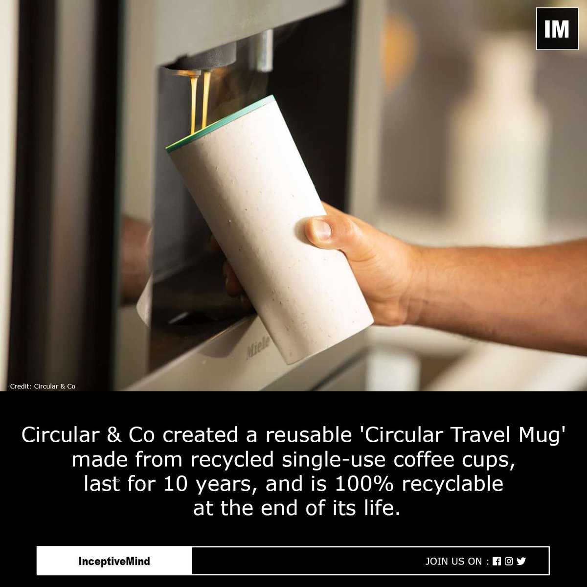A reusable, recyclable Circular Cup made from single-use coffee cups.
#circularcup #coffeecups #reusables #recyclable #inceptivemind