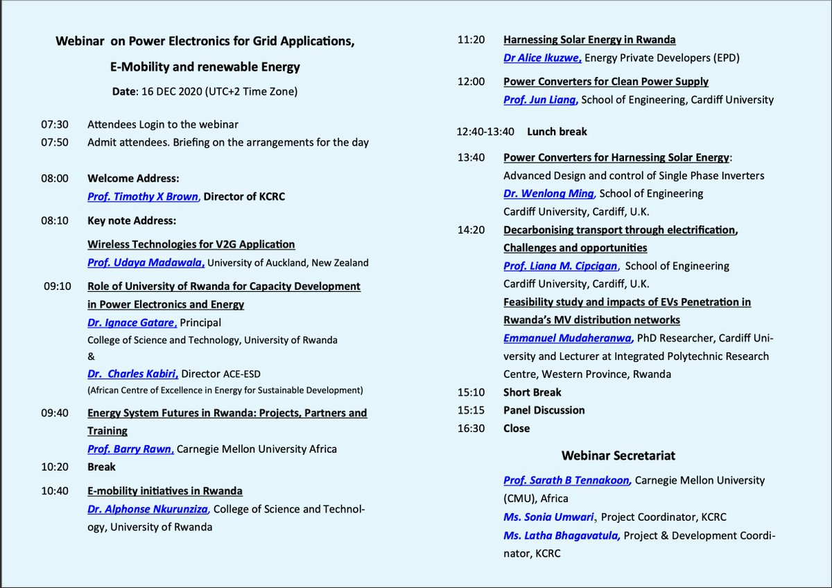 The power Electronics seminar is bringing together different experts from leading universities, private sector and policymakers to discuss the impact of E-Mobility and Renewable Energy in Rwanda and accross the continent. Join us at kcrc.rw
