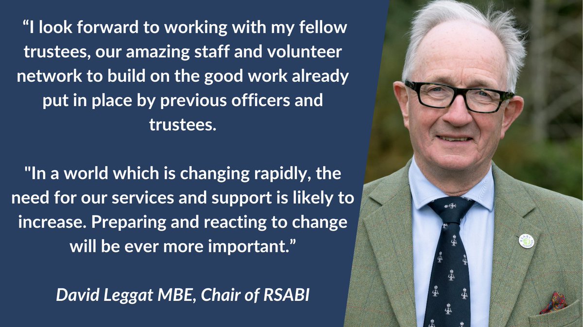 David Leggat MBE has recently been appointed as Chair of RSABI, following 6 years as a trustee &amp; more recently as Vice-Chair. Find out more here: bit.ly/NewRSABIChair
Thank you so much to Ewan Pate who recently retired as Chair for his 10 years of service to RSABI, 3 as Chair.
