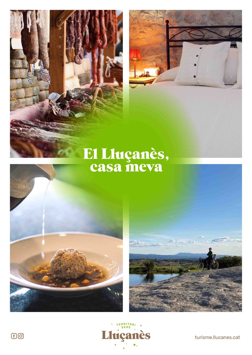 “Lluçanès, casa meva”, la nova campanya de turisme per aquestes festes al #Lluçanès per tal de posar en valor els establiments, les activitats i esdeveniments que es realitzen als pobles, i els productes i productors/es locals.

+ Informació: llucanes.cat/llucanes-casa-…