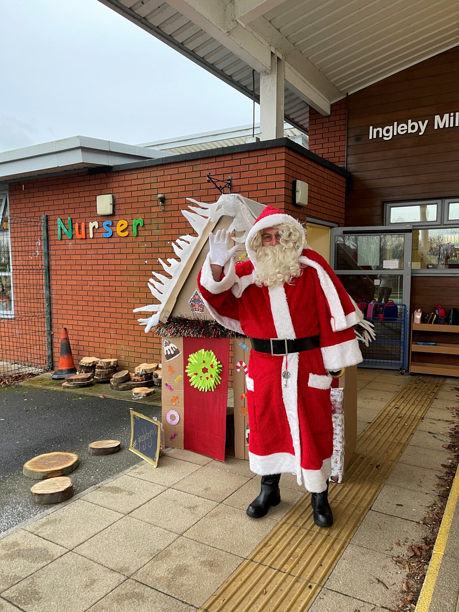 InglebyMill's tweet photo. The children were all  excited to have a special visitor to school today.  Santa wasn't able to come into our  bubbles but he walked all around the school playground and waved to the children in their classrooms.  Thankyou Santa for visiting us at your busiest time of year 🎅 https://t.co/o5OaFQtnOc