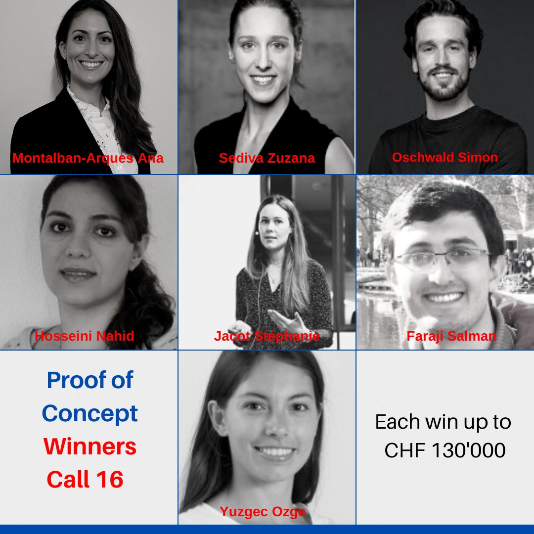 BRIDGE_funding's tweet photo. Proof of Concept projects of the 16th call set to go! Each of these 7 young researchers receive up to CHF 130,000 in funding to implement their project.
https://t.co/LYLZZqisu2
BRIDGE: a joint programme by @Innosuisse and @snf_ch. #BridgePoC https://t.co/rJdAOLfMBa