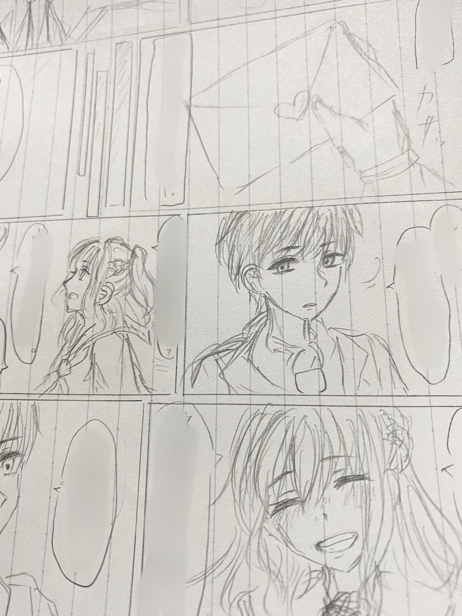 個ツイのイラスト漫画化 下描きみたいなので紙に書いてます 描き終わったら Aya の漫画