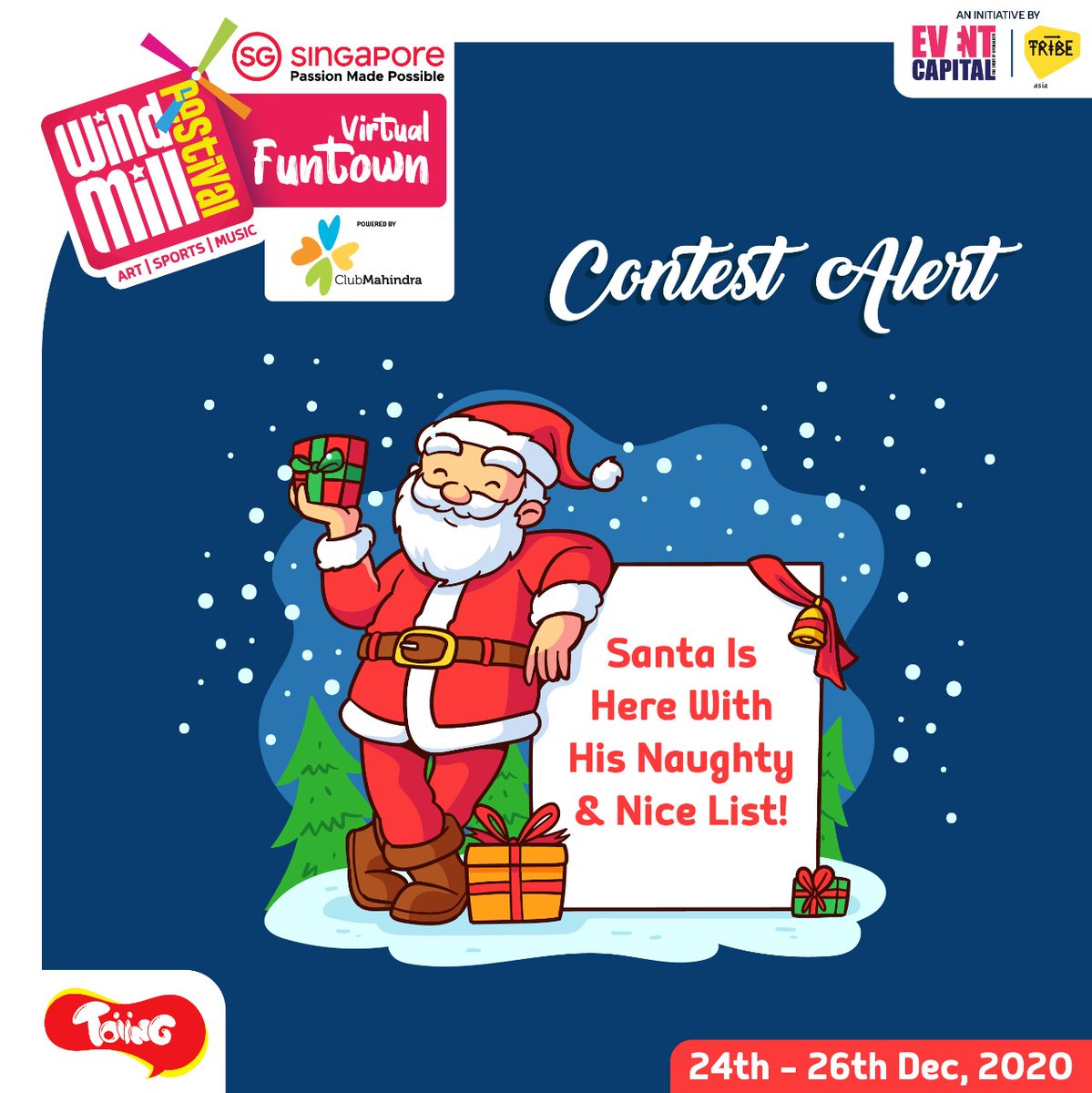Contest Alert! Christmas is just around the corner. Santa is checking his list twice! Share with us one good deed or an act of kindness that was done by your child this year. 5 lucky winners will get a chance to win exciting Christmas themed Toiing Hampers. #giveaway #contest