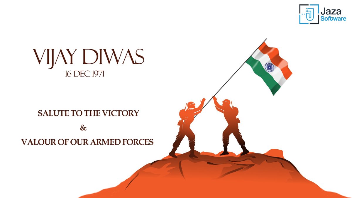 jazasoftware's tweet photo. We salute the courage and sacrifice of our soldiers in the Indo-Pak war of 1971.
#16December is a day that we all look back with heavy but proud hearts.
We salute to all brave souls who fought and won for us.

#VijayDiwas #VijayDiwas2020 https://t.co/w7Xjxdt3zF