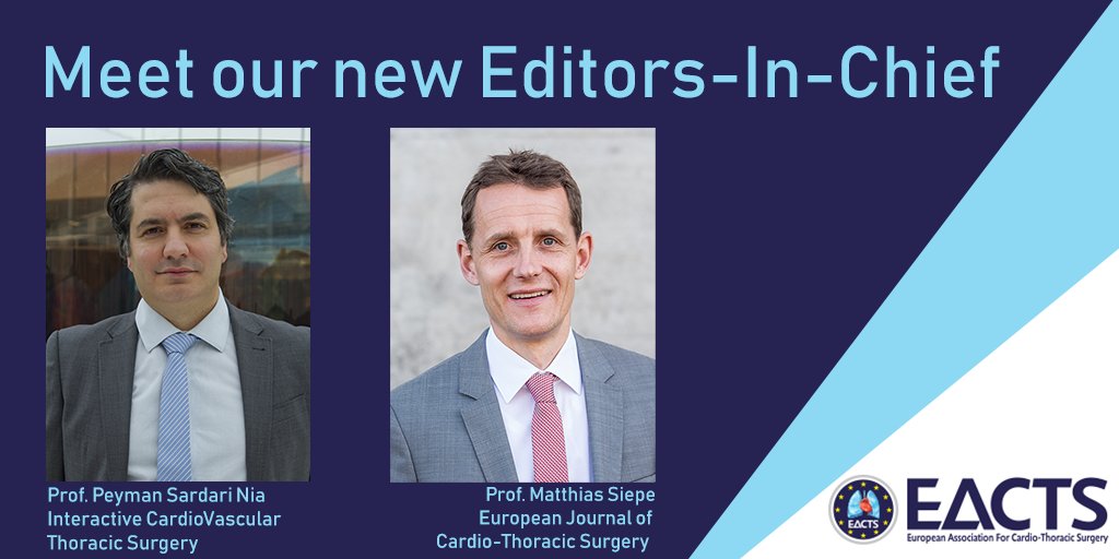 Discover Matthias Siepe and Peyman Sardari Nia’s plans for future success as the new Editors-in-Chief of the @EACTS_Journals. Their first editorial is available now. bit.ly/2Wmoc3m
