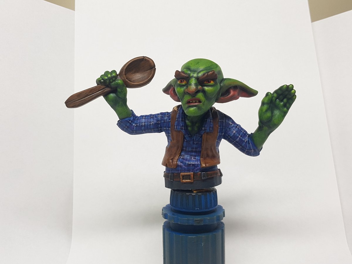 Myzrable_G's tweet photo. Well my first attempt at painting a "bust" It's not perfect but i'm pleased with the results considering it was designed using @HeroForgeMinis  made larger and edited in @Blender  printed on my @Creality3dprint  and then painted. Just got to learn to sculpt to do 100% myself https://t.co/DsrDs4yrmz
