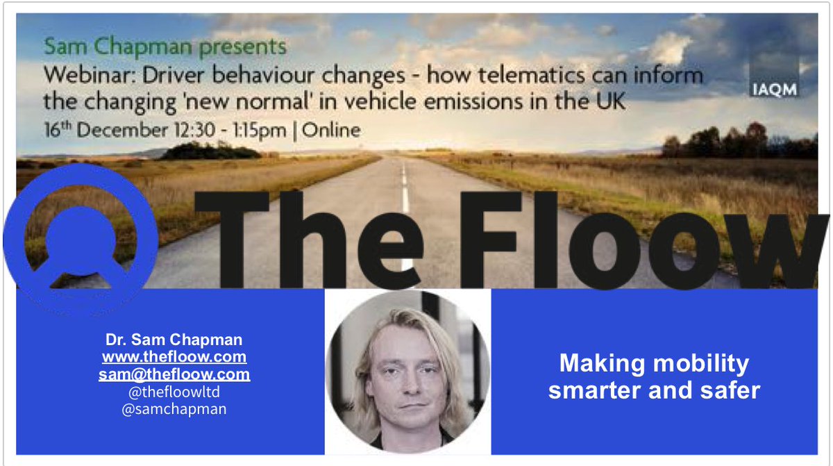 #MobilityIn is being discussed in the following talk highlighting how #RoadInsights and evidence can help to support #AirQuality to understand the evolving impacts from #VehicleBehaviour change. 

To find out more about #mobilityIn read more or contact via thefloow.com/our-solutions/…