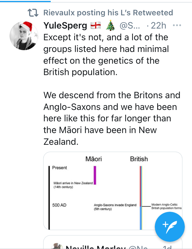 He's also currently Big Mad about the idea that the "Anglo-Saxons" weren't "indigenous" peoples. These narratives--of "Anglo-Saxon heritage" and "indigeneity"--are wildly popular among the UK & US far-right, and they're tied to his concern about sexual values.
