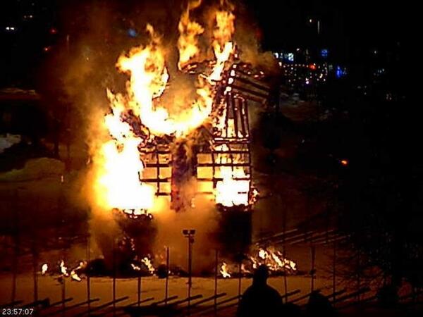 Despite being against the law somehow the effigy always manages to burn to the ground.