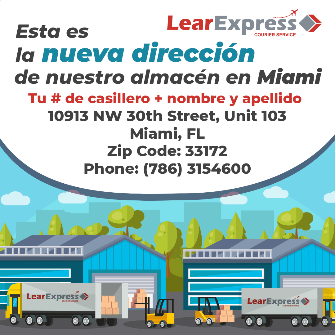 LearExpress_Ve's tweet photo. ¡Toma nota de nuestra nueva dirección en Miami! Ahora al hacer tu compra en línea debes colocar esta dirección de envío.
#LearExpress #Venezuela #Envíos #Paquetería #Venezuela #USA #Courier #Envíosaéreos #Envíosmarítimos #Navidad https://t.co/f7k7vhMEei