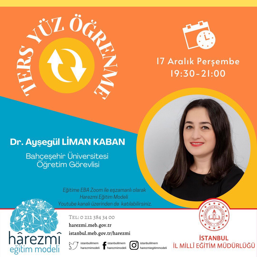 Pandemi sürecinde değerini daha çok  hissettiğimiz, öğretmen-öğrenci arasındaki geçirilecek zamanın zengin içerikli olması konusunu önemsiyoruz. 17 Aralık 2020 Perşembe günü EbaZoom ve YouTube canlı yayındayız  
#tersyüzöğrenme #flippedlearning   
<a href="/harezmimodeli/">Harezmi Eğitim Modeli</a> <a href="/memleventyazici/">Levent Yazıcı</a>