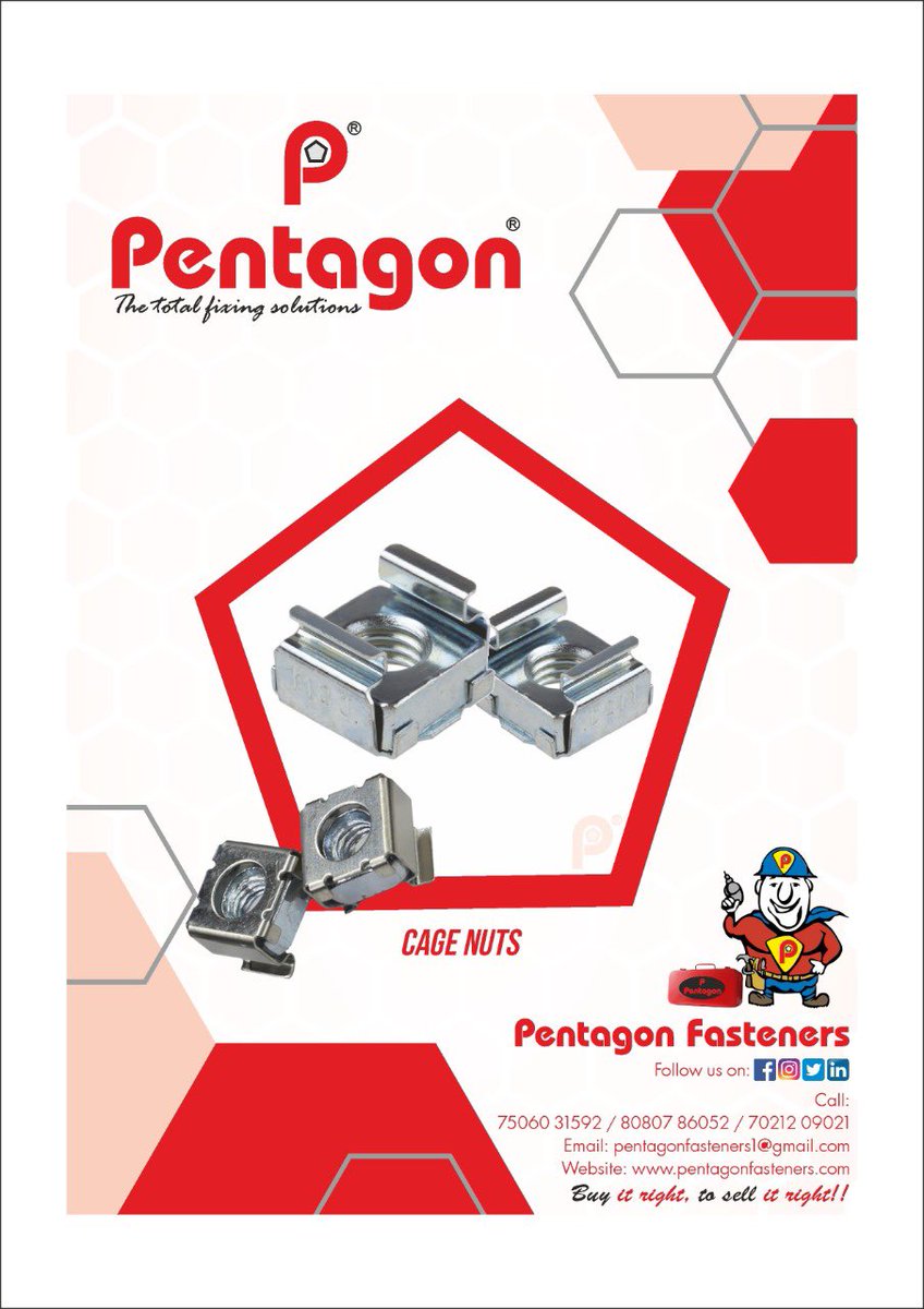 PENTAGONSCREW's tweet photo. FRESH ARRIVALS !!!

MS ZINC PLATED CAGE NUTS
M5-@Rs. 1.12 per piece
M6-@Rs. 1.10 per piece
M8-@Rs. 2.17 per piece
M10-@Rs. 2.38 per piece

STAINLESS STEEL 304 GRADE CAGE NUTS
M5-@Rs.3.15 per piece
M6-@Rs.3.36 per piece
M10-@Rs.7.68 per piece

+GST 18% https://t.co/K2NI8GluqW