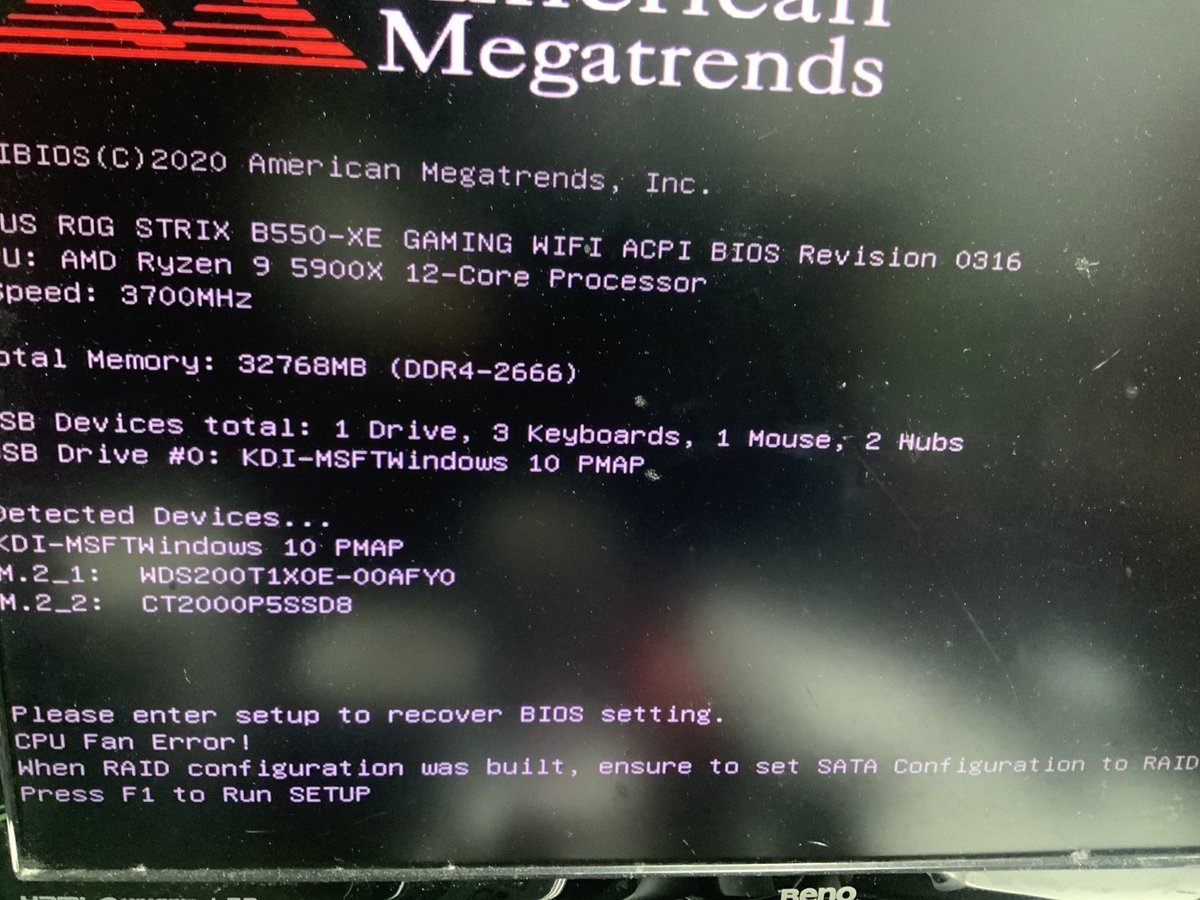 簡易水冷をAIO PUMPに繋いだのにCPU FAN Error吐いてるな。