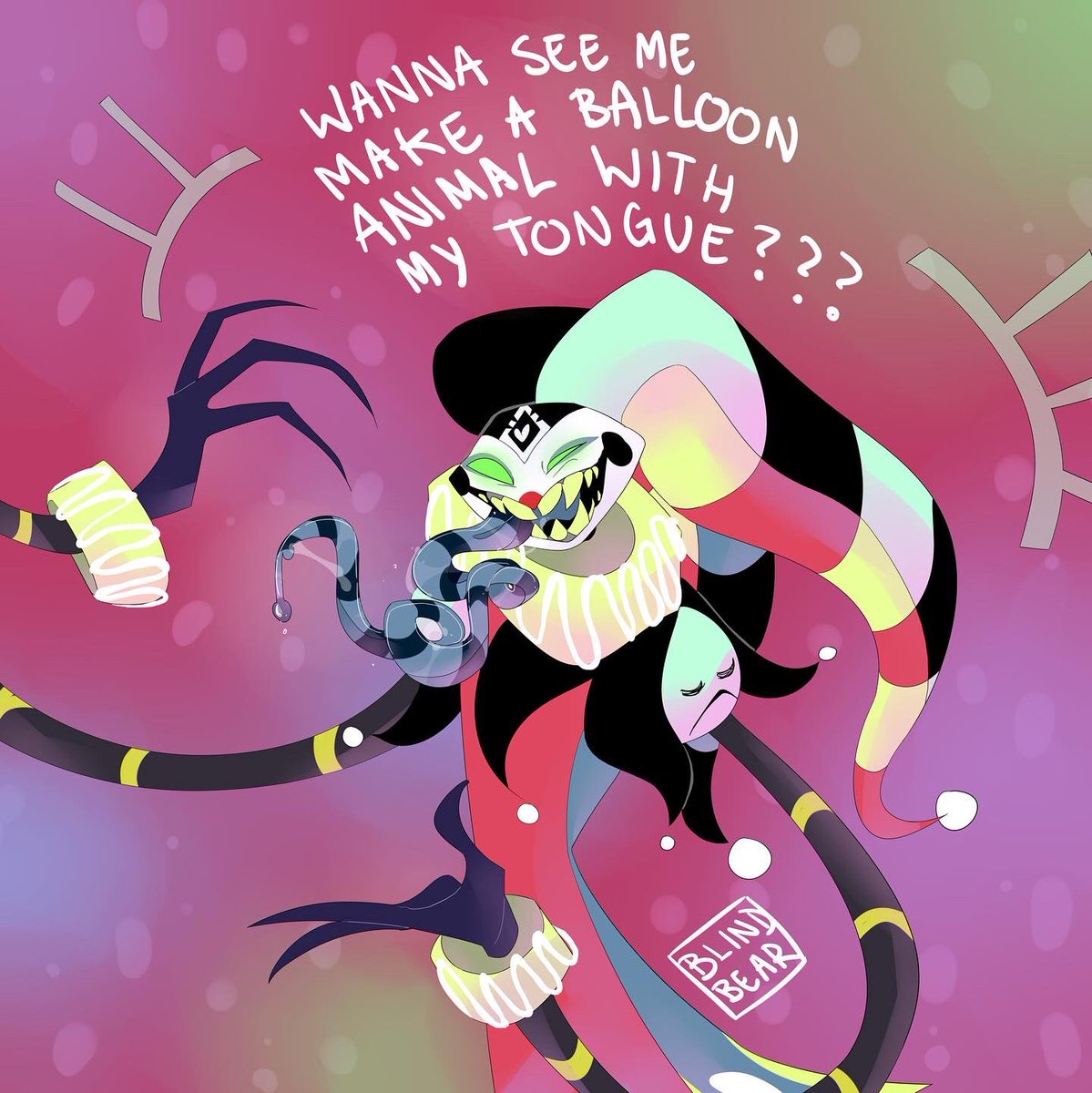 NightBlindBear's tweet photo. 😳

((Don’t repost without asking))

#art #fizzarollifanart #fizzarolli #fizzarollihelluvaboss #fizzarolliart #robofizz #robofizzhelluvaboss #robofizzhelluvaboss #tongue #jester #clown #theyrejustbeggingmetodrawnsfw https://t.co/eenxu9BHdL