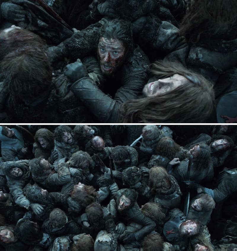 8. Game of Thrones: When Jon was trapped under hundreds of bodies during the battle of bastards.