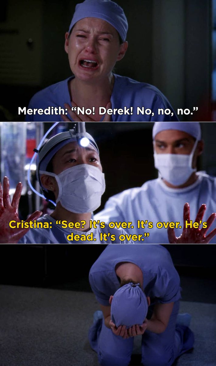 16. Grey's Anatomy: When Meredith thought that Derek died after the gunman forced Cristina to stop operating.