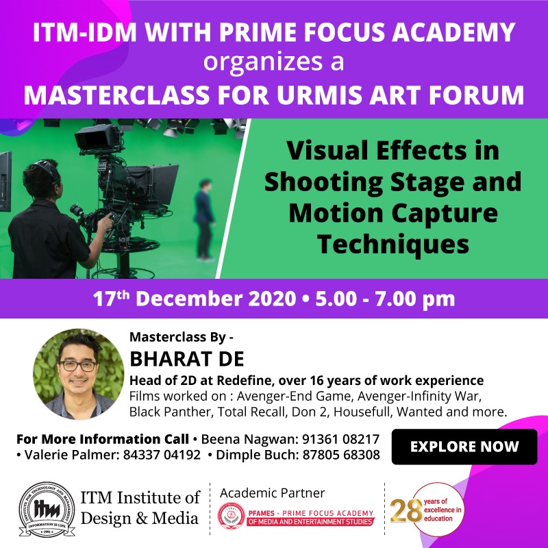 PfamesAcademy's tweet photo. ITM - IDM with Prime Focus Academy organizes a masterclass for URMIS ART FORUM.
#Animation #VFX #visualeffects #careercourse #masterclass #careerguidance #ITM #PFAMES https://t.co/qTT9Q1Wlmg