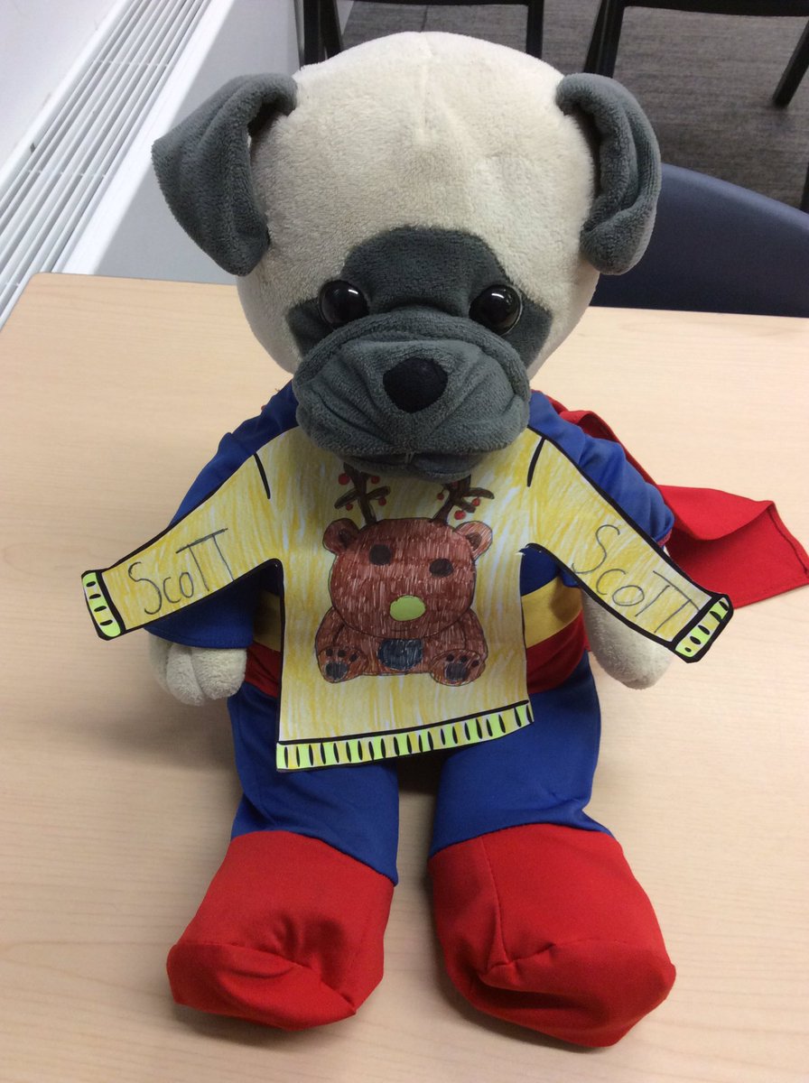 PrepScott's tweet photo. Scott Bear is getting ready for the last day of term, wearing his specially designed Christmas Jumper! Well done Scarlett for the winning entry! https://t.co/louISVs9VB
