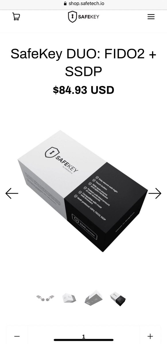 hardware capable of storing encrypted data, derived from fragmenting the password needed to gain access to said entities, such as  @Inheriti_com plans or  #ThorPay multi-sig transactions -  @SafeKeyU2F  #FIDO2 platform for managing non-related VIP assets -  #MySafeWallet