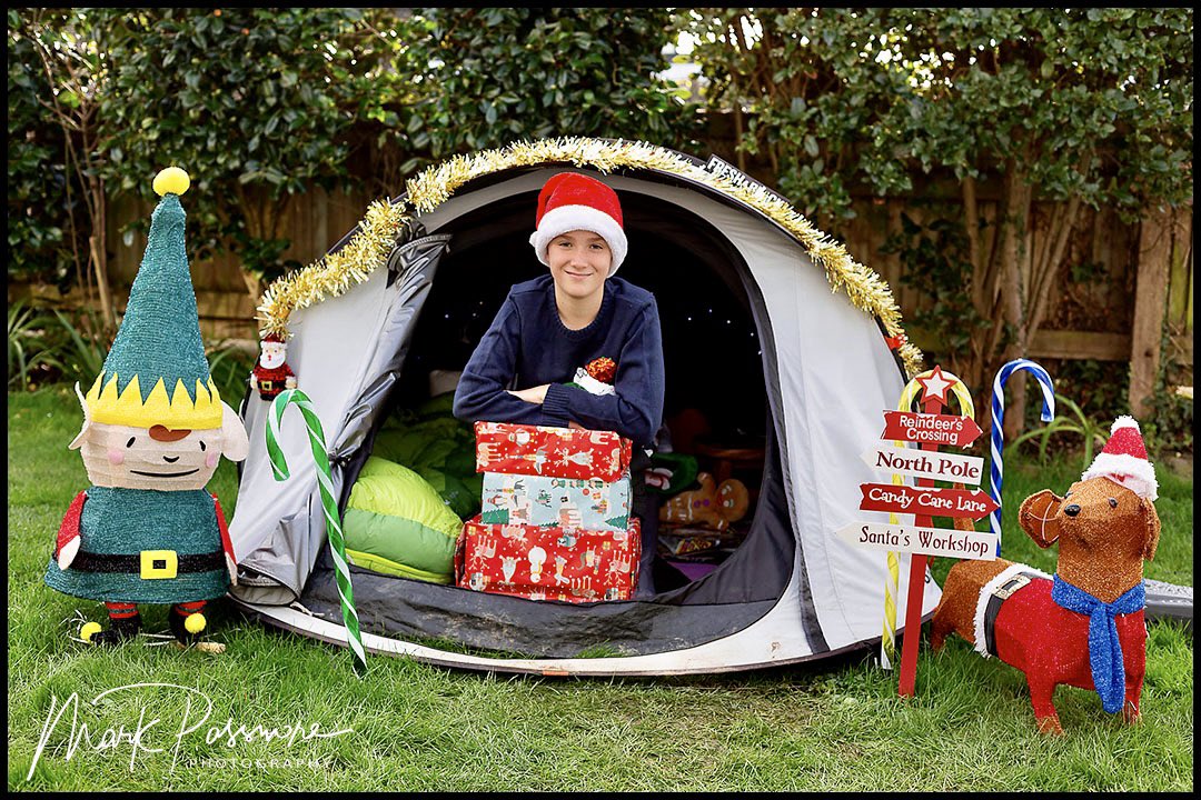 Max Woosey, pictured in his tent which he has slept every night in since lockdown was introduced in the UK. Max will sleep in the tent during Christmas raising funds for the North Devon Hospice and has raised over £100,000 #northdevonhospice #inspiration #boysadventure #devonlife
