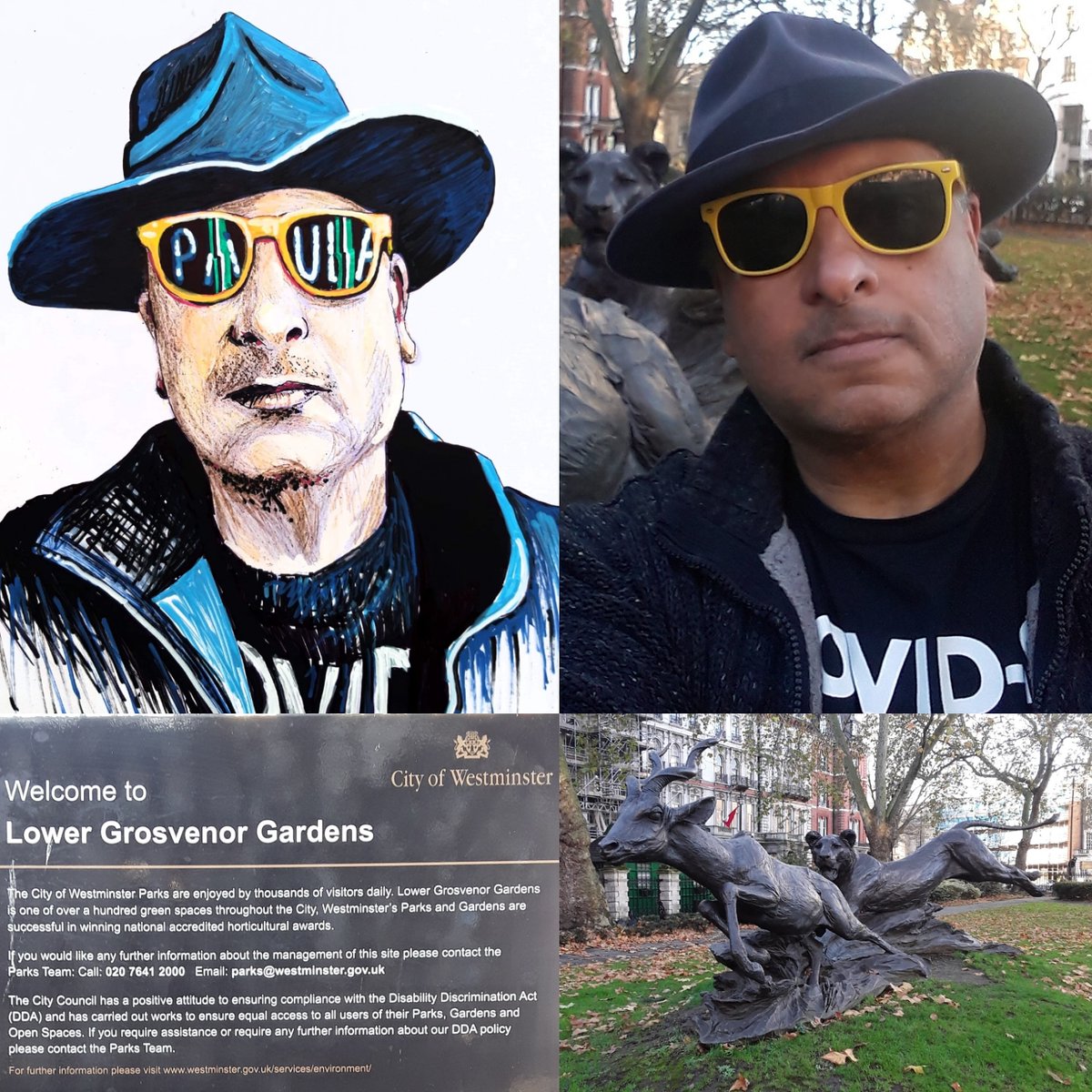 LondonersLondon's tweet photo. My #Daily #Exercise to @CityWestminster #grosvenorgardens to pose for a #selfie with #jonathankenworthy's sculpture. My contribution to @glenbrandt fantastic exibition #Specstacular collection of #portraits of #Subjects known for wearing #sunglasses. #LetsGuide #UniquelyLondon https://t.co/mQ29moHth4