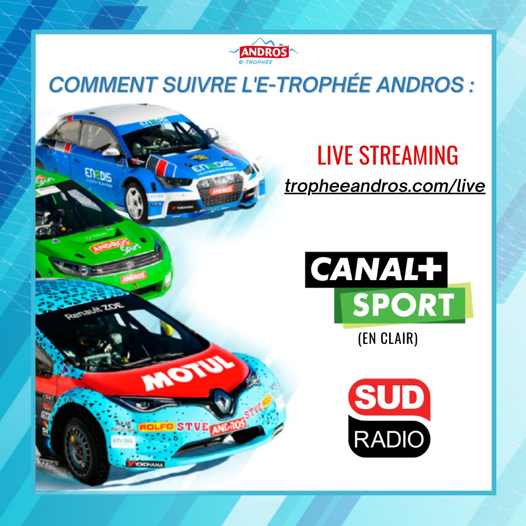 TropheeAndros_'s tweet photo. Voici les 3 façons de suivre le Trophée Andros cet hiver :
1️⃣En direct grâce au Live Streaming sur notre site officiel (à partir de la Super Pôle )  
2️⃣Résumé des courses chaque dimanche EN CLAIR sur @CanalplusSport
3️⃣Résultats et interviews exclusives à l'antenne de @SudRadio https://t.co/LgTg4BAKQb