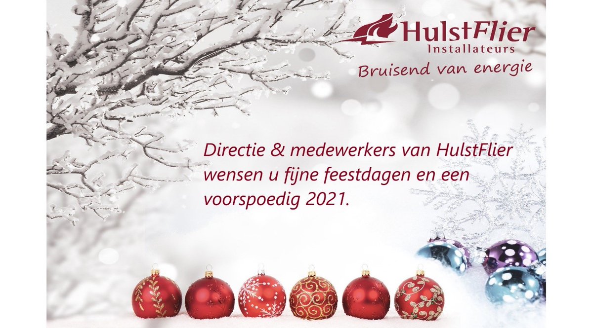 2020 ligt bijna achter ons. Voor <a href="/HulstFlier/">HulstFlier</a> was het, ondanks Corona, een goed jaar, gekenmerkt door groei en uitdagende opdrachten. Vanaf 21 dec. 2020 tot en met 3 jan. zijn wij gesloten. Vanaf 4 jan. 2021 staan wij weer voor u klaar. Onze servicedienst blijft bereikbaar.