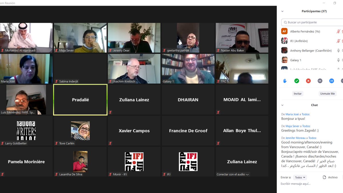 IFJGlobal's tweet photo. The IFJ digital Annual General Meeting is ready to start! 🚀
Nice to see you all 👋 #Unions #Journalism https://t.co/yVVXQcdMlj