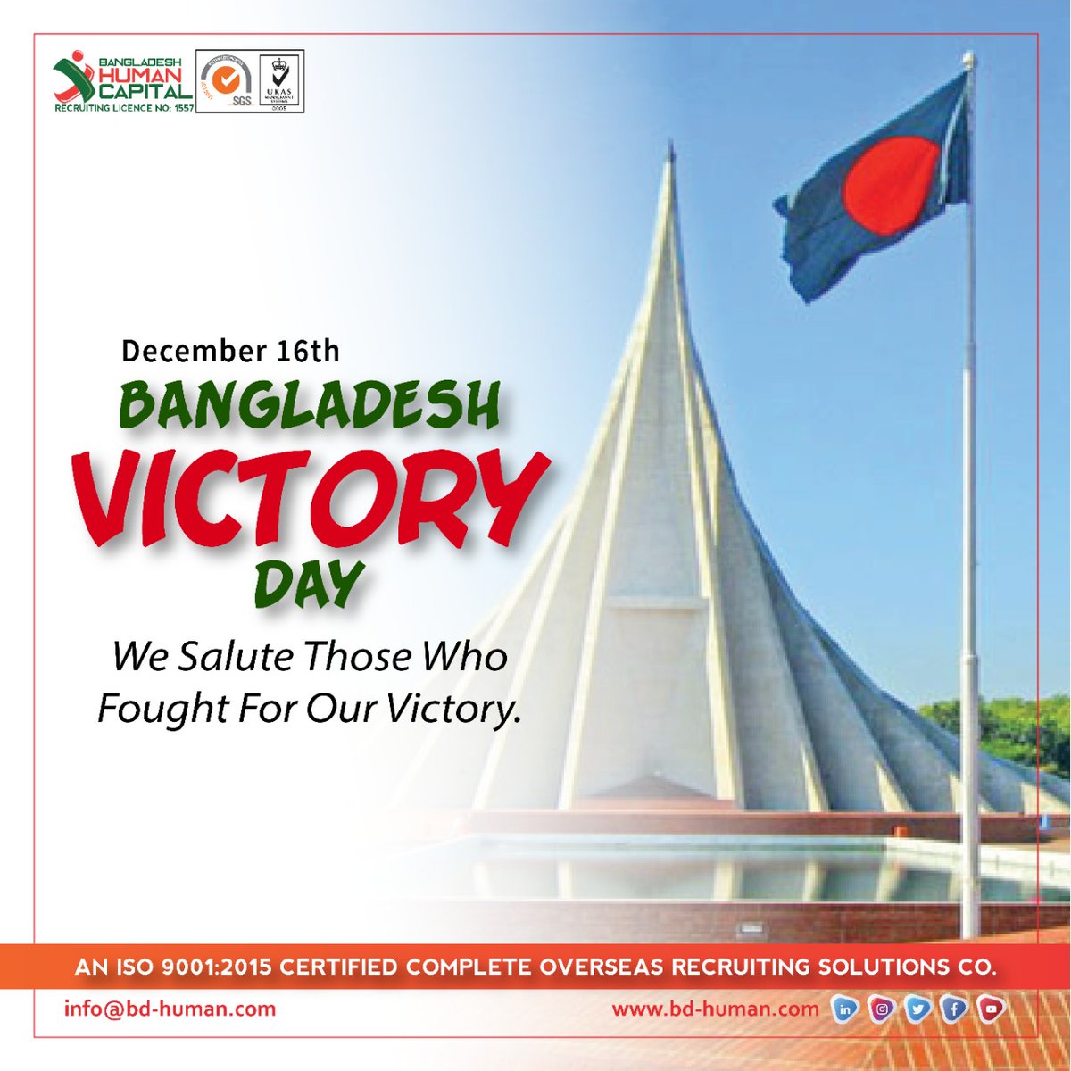 bhc1557's tweet photo. December 16th.
Bangladesh Victory Day.
We Salute Those Who Fought
For Our Victory.
#bhc #bdhuman #bhcfamily #victorycelebration #victoryday #Victory2020 https://t.co/kUdZioNYmG