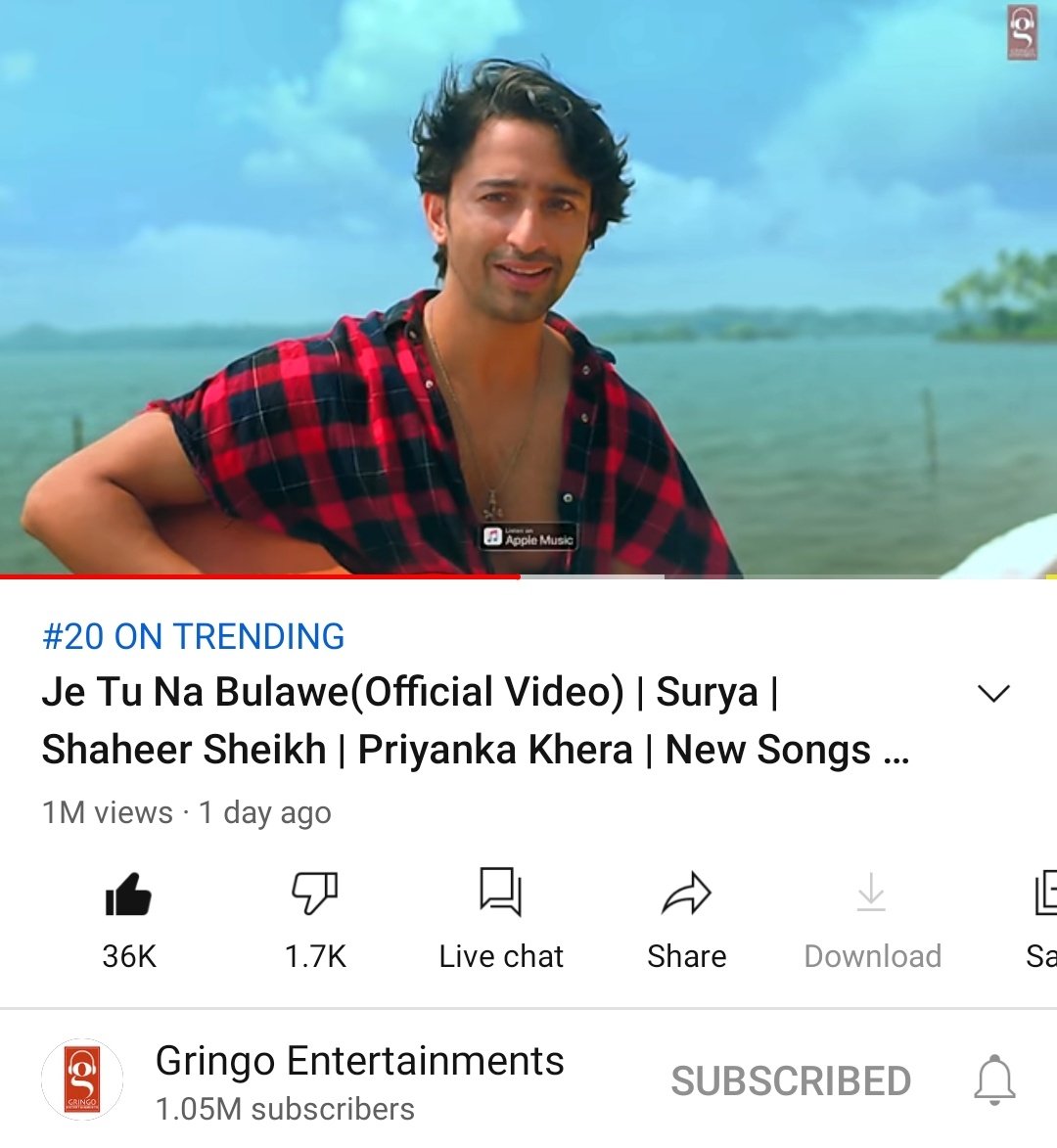 imShilpy_S's tweet photo. Yayyy.... congratulations team #JeTuNaBulawe 🎊🎉
More than 1M views within a day of release...and many more to come ❤️🤗
This beautiful mv will break all records of success
@Shaheer_S @GringoEntertai @thepratikgaur
#FrameSingh
#ShaheerSheikh
Link👇👇
https://t.co/9lhIbPW4Yz https://t.co/6VkT58xnBe