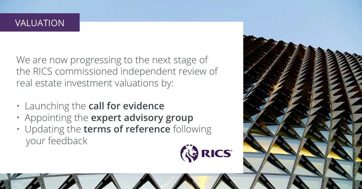 Today we are launching the next stage of the independent review of real estate investment valuations, established to maintain confidence in the valuation practices of RICS professionals. 

Find out more: rics.org/uk/upholding-p…