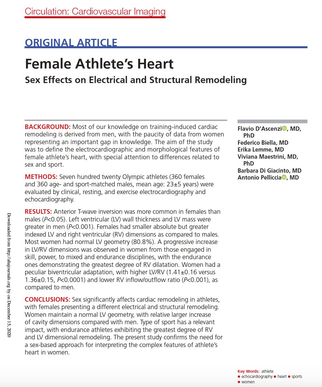 Flavio D Ascenzi on X Athlete s heart in women New data on  