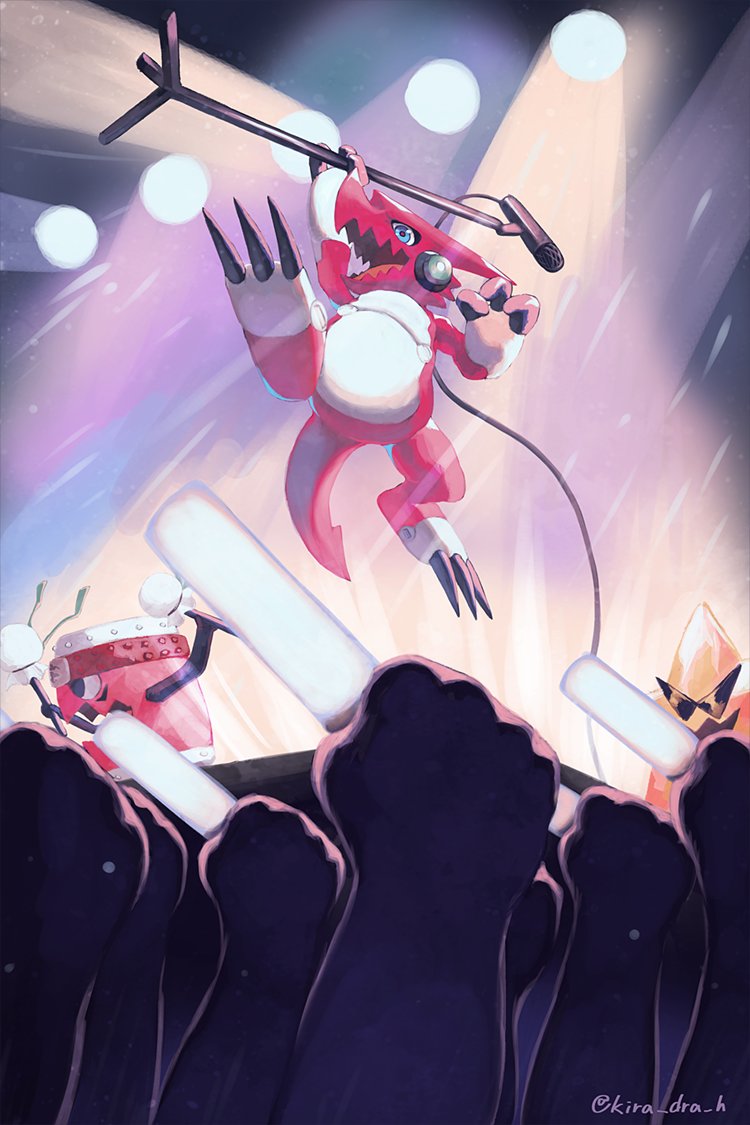microphone microphone stand pokemon (creature) no humans stage holding concert  illustration images