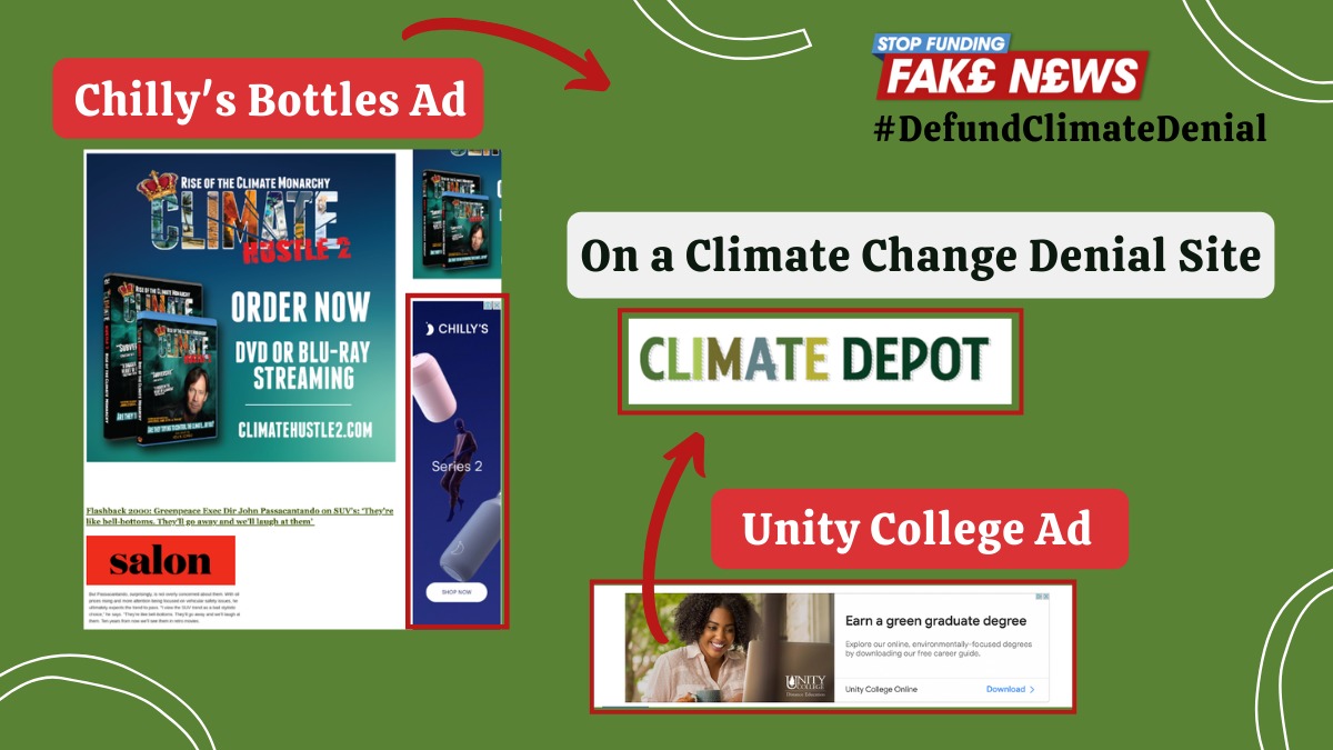 Think Tank CFACT - who fund and promote climate change denial - set up Climate Depot in 2009 to further their message.Adverts for sustainable brand  @Chillysbottles and environmental school  @UnityCollege were both found across this site - please remove your ads!