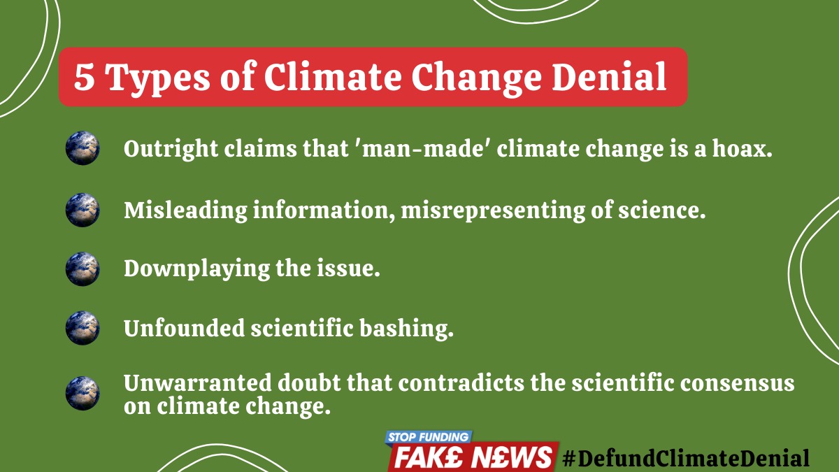 The sites form part of the so-called ‘Denial Machine’, a disinformation campaign to undermine public trust and sow doubt into proven climate science. They are often set up by prominent think tanks and sceptics; organised by industrial, political and ideological interests.