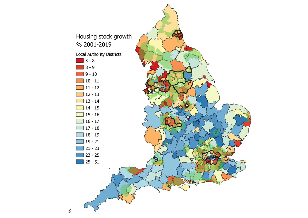 Third, the housebuilding model in the UK (developer led, fast turn) has delivered lots on greenfield sites in recent decades but has done v badly at delivering in our cities. Hopefully we can now fix that, with a more European approach & more regeneration, and revive our cities.