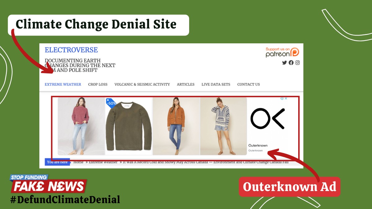 Ads for sustainable fashion brands  @PeopleTree  @outerknown_live  @Reformation have all had their ads placed by  @Google on sites which spread climate change denial.Online advertising is broken. Let’s fix it:  http://stopfundingfakenews.com/for-advertisers&nbsp;