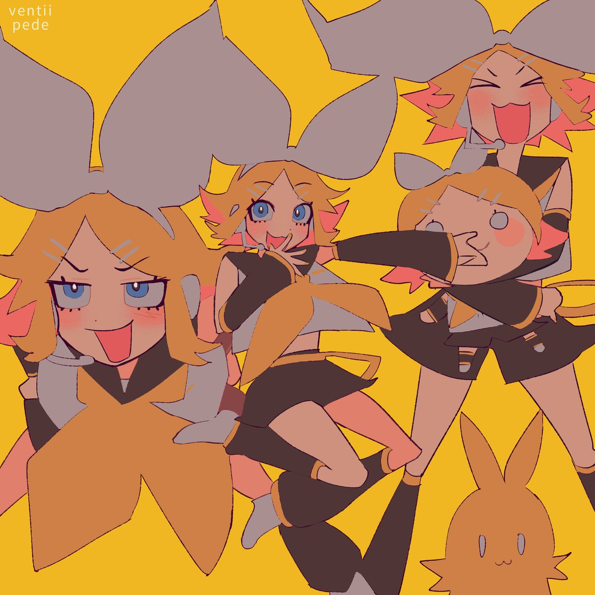 ventiipede's tweet image. rin but her bows get bigger each time I draw her