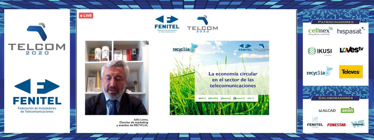 recyclia's tweet photo. Julio Lema en #Telcom2020 : "Todos los sectores tenemos que reflexionar. El modelo de usar y tirar ya no tiene lugar. Gracias a la Economía Circular aparecen nuevos negocios y además se generarán hasta 24 millones de puestos de trabajo en los próximos años". https://t.co/zuJIvv98MZ