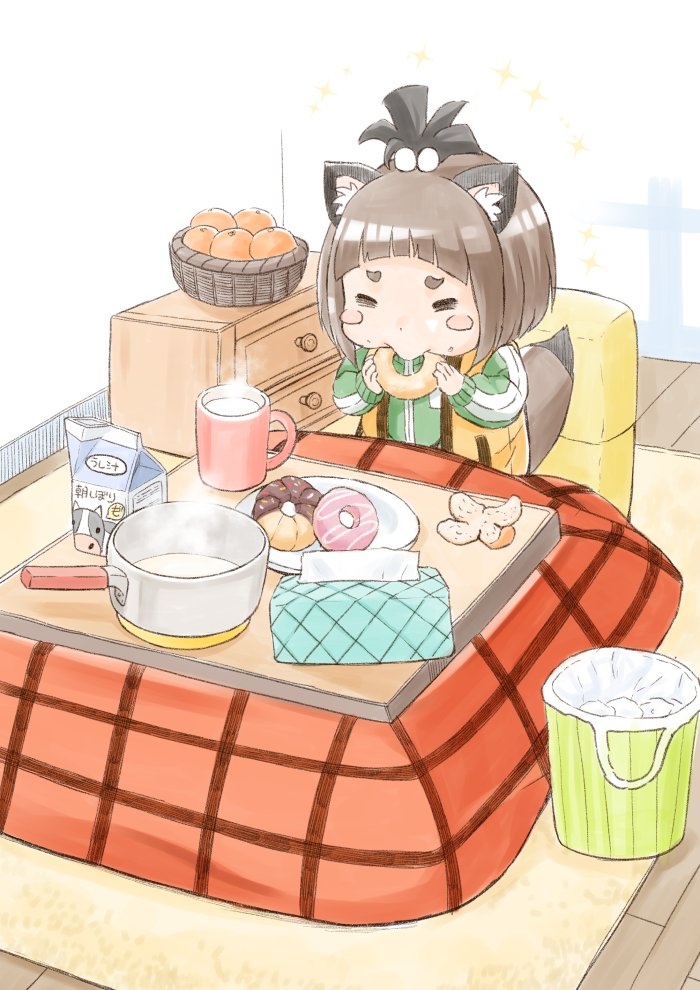 「もぐもぐポンコ ドーナツ♪
カロリーを気にせず食らいたひ! 」|藤島真ノ介のイラスト