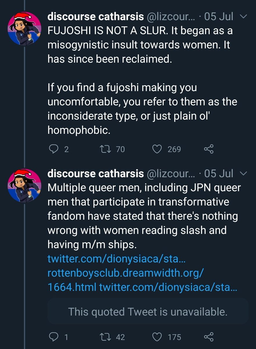 Here's a really good thread on the history of the term fujoshi if you want to be an educated soul:  https://twitter.com/lizcourserants/status/1279599966441398272?s=19