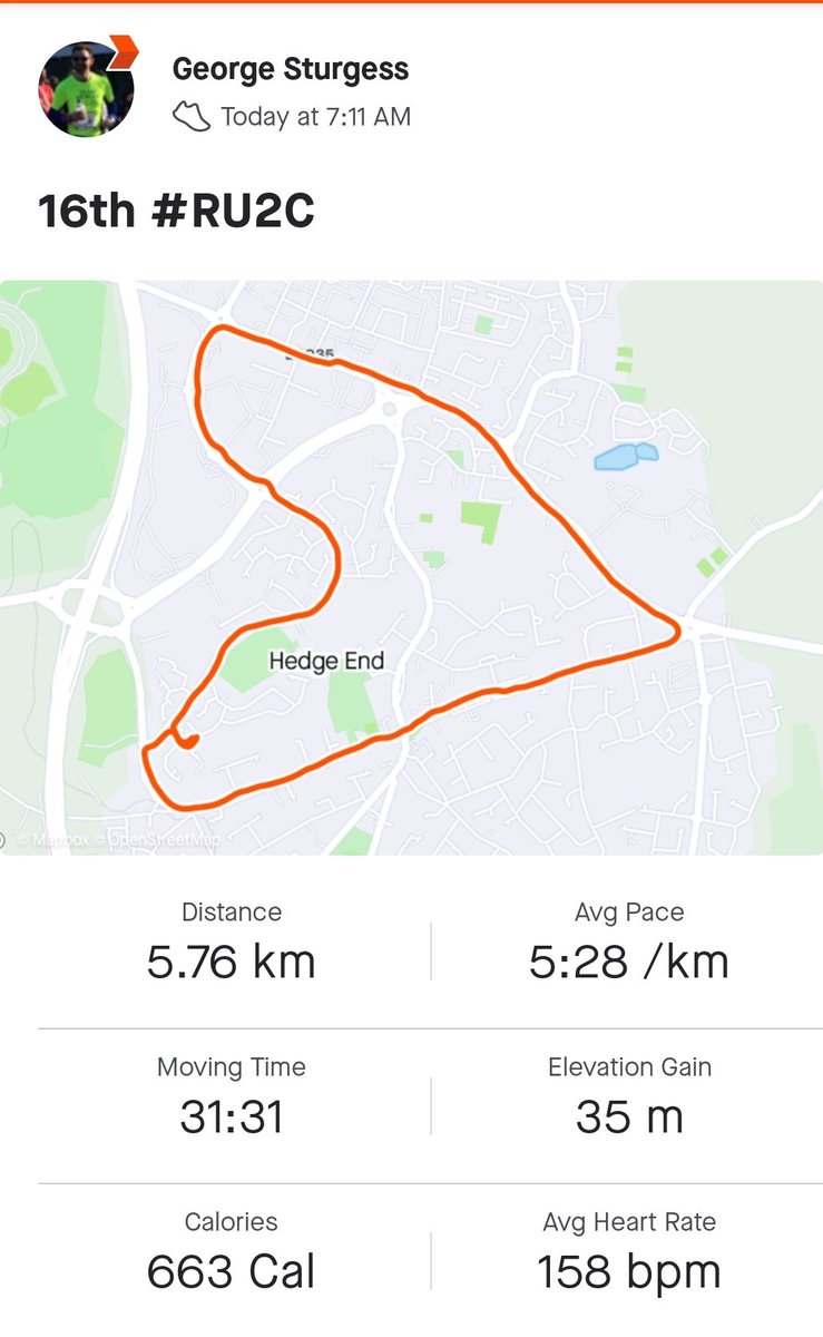 SturgessGeorge's tweet image. Run 16 for #RU2C 

Dark when I started, First time in a very long time!

Started / Restarted listening to books whilst running again which is a good way of using the time... glad I am back doing that!

Feeling pleased to be getting out #HappyHumpDay

#MercerActive #DiabetesActive
