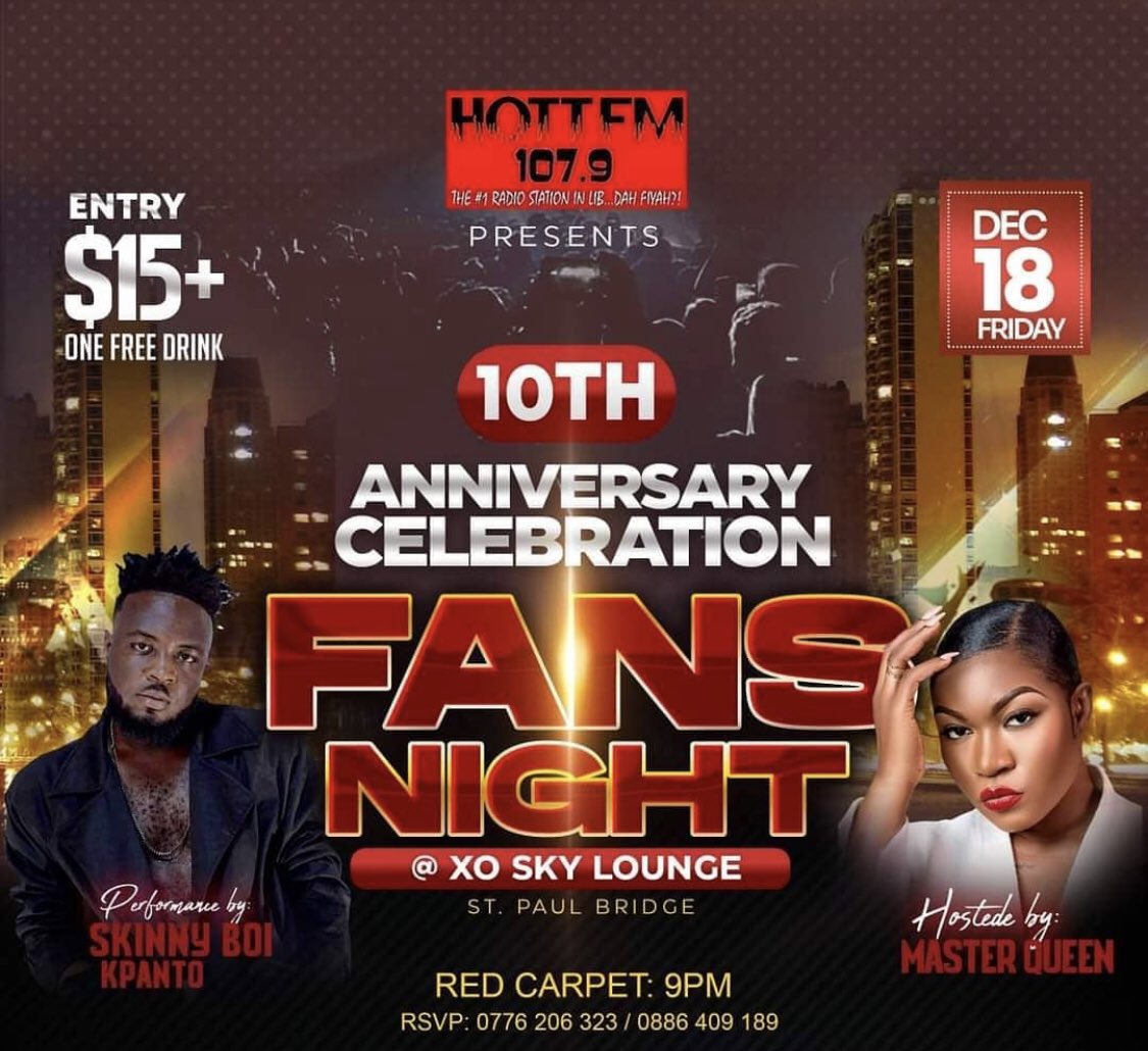 1Masterqueen's tweet photo. The people’s station @hottfm107.9 is celebrating her 10th anniversary this Friday at @xo_skylounge come let’s party to ten years in media broadcasting🙌🏾
#imhosting #hottfm@10 https://t.co/AX7WAxvxRU