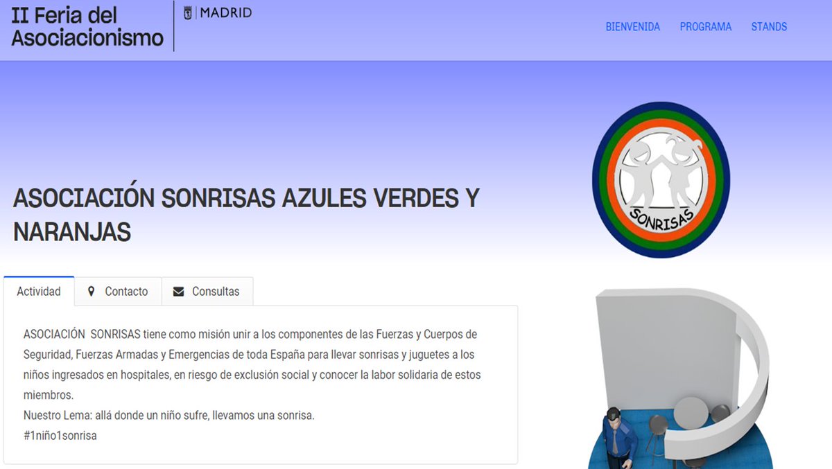 Asc_SONRISAS's tweet photo. ASOCIACIÓN SONRISAS AZULES VERDES Y NARANJAS | II Feria del Asociacionismo #Infantiles #Stand43 https://t.co/kJANrQbYOZ https://t.co/LxHRkC3tUv